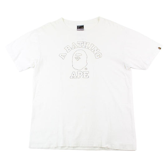 Bape 1st Yellow Camo Outline College Logo Tee White - SaruGeneral