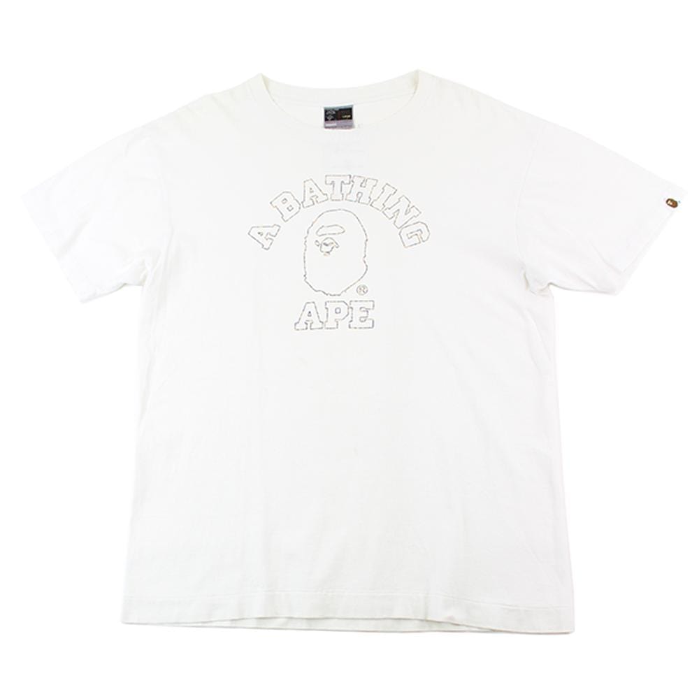 Bape 1st Yellow Camo Outline College Logo Tee White - SaruGeneral