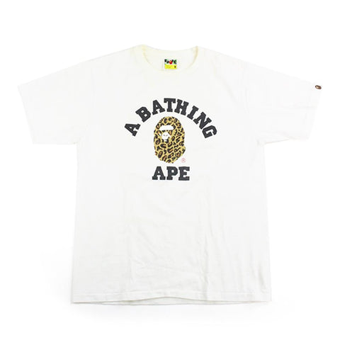 Bape Leopard Print College Logo Tee White