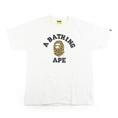 T-shirt Bape imprimé léopard avec logo universitaire blanc
