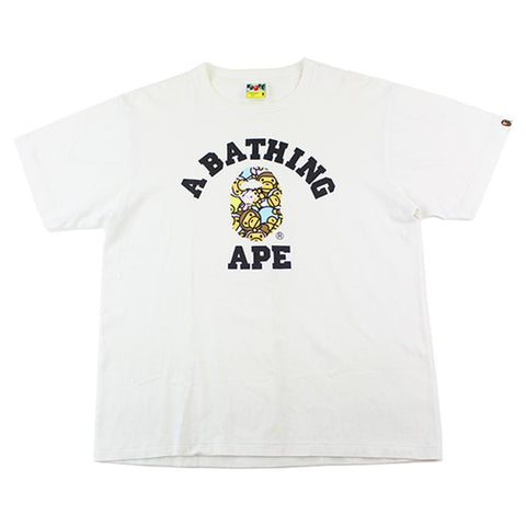 Bape Baby Milo figures College Logo Tee White