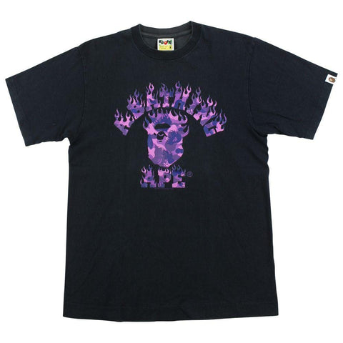 T-shirt Bape Purple Flame College avec logo noir