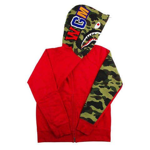 Bape Red Half 1st Green Camo Shark