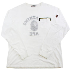 Bape backwards college logo pocket ls white