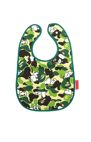 Bape x Peanuts Green Camo Snoopy Bib