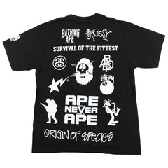 Bape x Stussy Survival of The Fittest Logo Tee Black