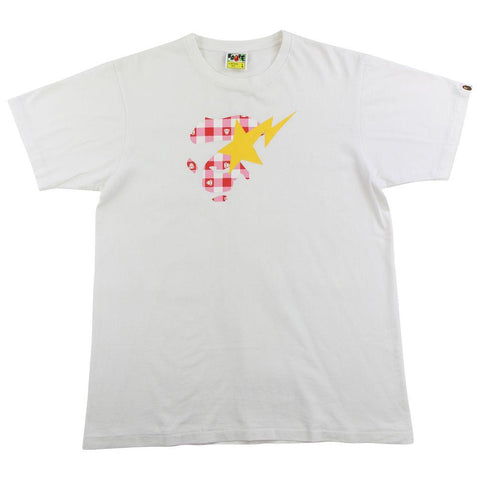 T-shirt Bape tartan Ape Face Bapesta avec logo blanc