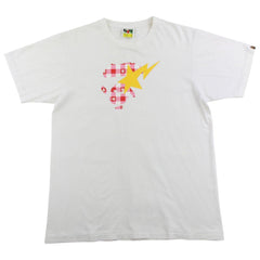 Bape tartan Ape Face Bapesta Logo Tee White
