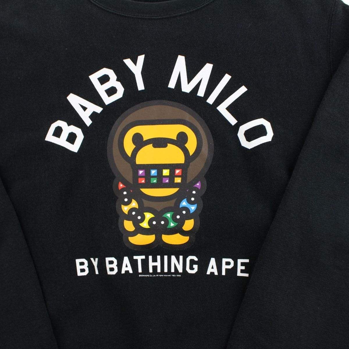 Bape Baby Milo Grill Chain Crewneck Black - SaruGeneral